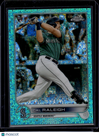 2022 Topps Chrome Cal Raleigh Aqua Speckle RC 142/199