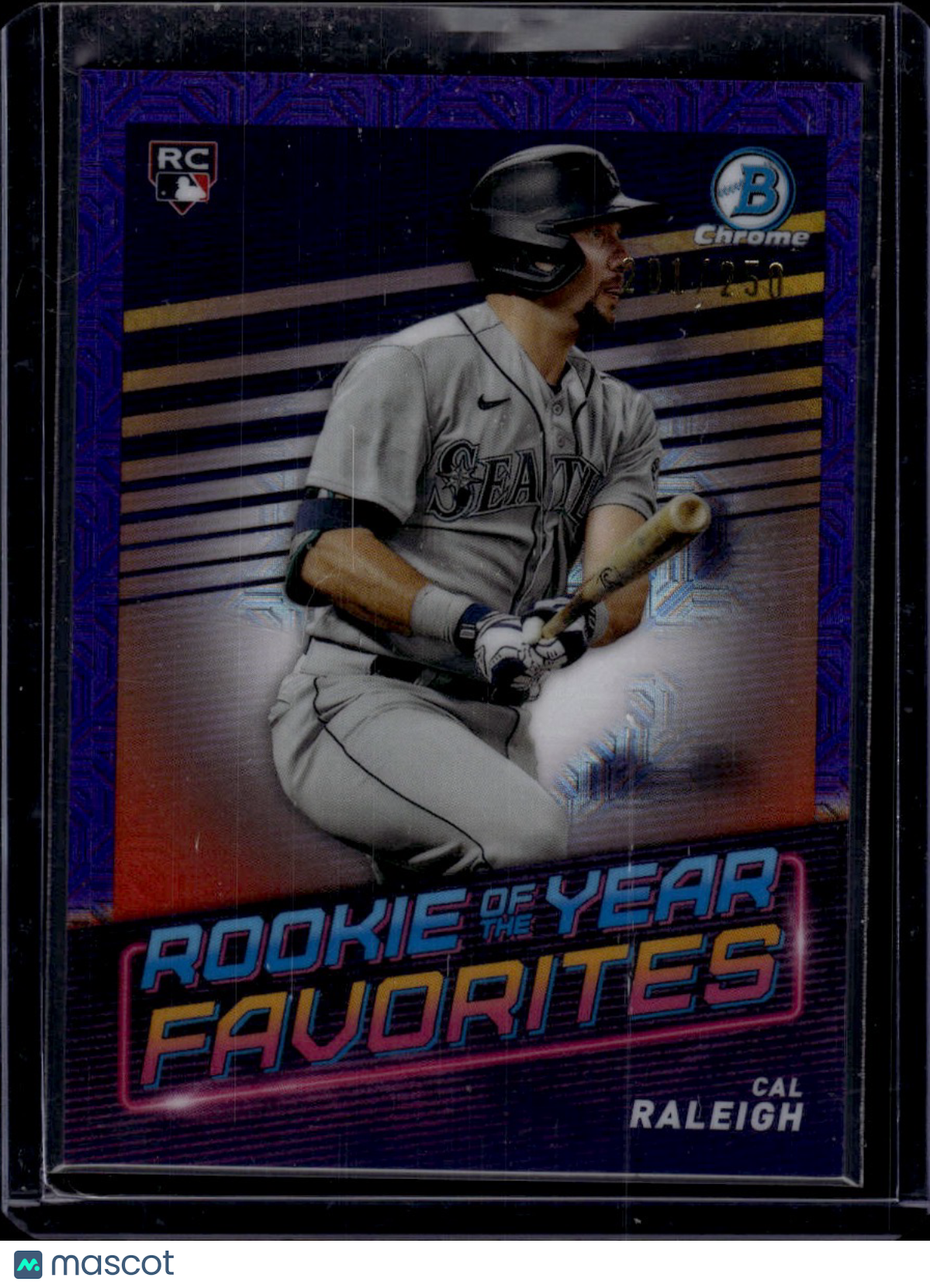 2022 Bowman Chrome Rookie of the Year Favorites Cal Raleigh Purple /250 RC