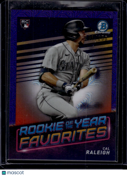 2022 Bowman Chrome Rookie of the Year Favorites Cal Raleigh Purple /250 RC