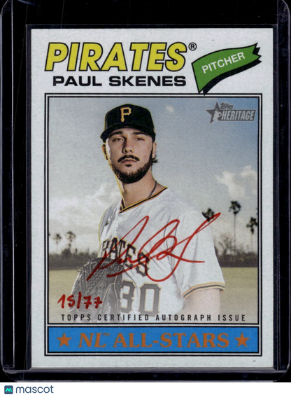 2026 Topps Heritage Paul Skenes Topps Certified Autograph Issue Red Ink /77