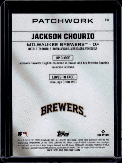 2026 Bowman Jackson Chourio Patchwork CASE HIT