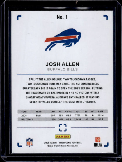 2026 Panini Photogenic Football Josh Allen Purple 36/89