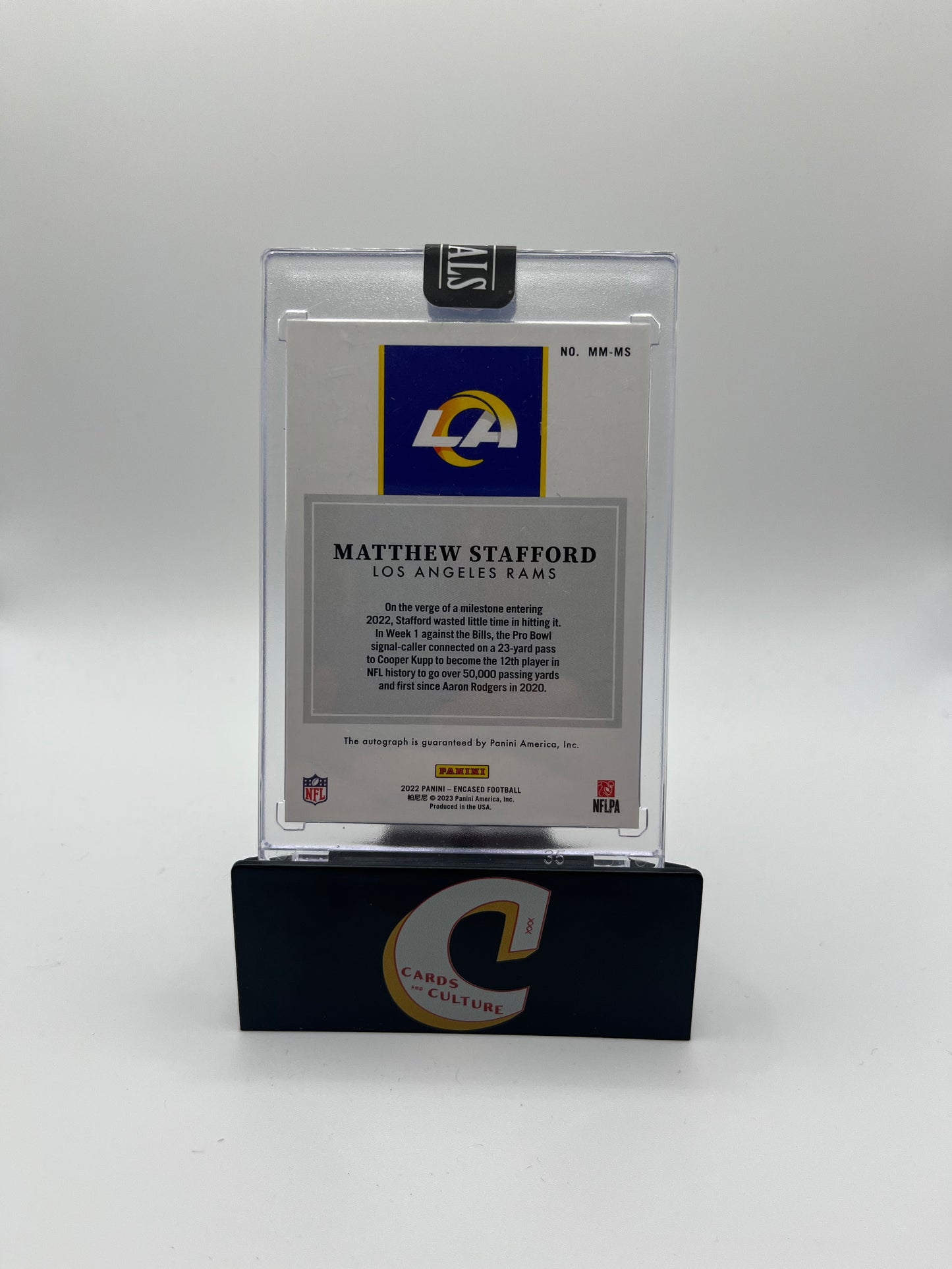 2022 Panini Encased Originals Milestone Marks Matthew Stafford 1/3 On Card Auto