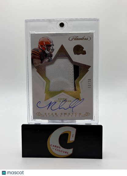2020 Panini Flawless Star Swatch Signatures Nick Chubb 03/20 Patch Auto