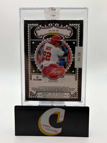 2022 Panini Three and Two Superstar Juan Soto 04/20 Auto
