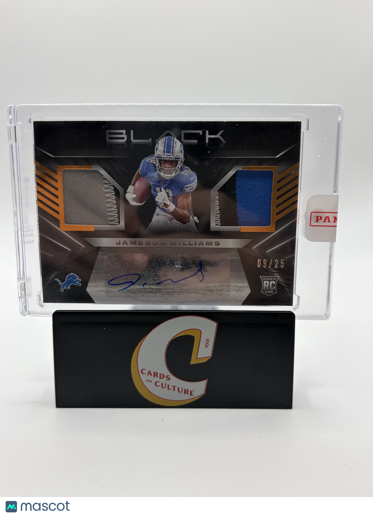 2022 Panini Black Football Jameson Williams Autograph 09/25 Dual Patch RC