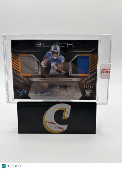 2022 Panini Black Football Jameson Williams Autograph 09/25 Dual Patch RC