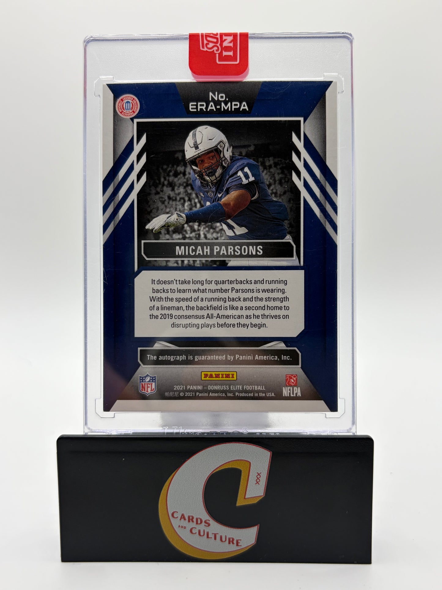 2021 Panini Donruss Elite Micah Parsons Red Prizm 05/75 RC Auto