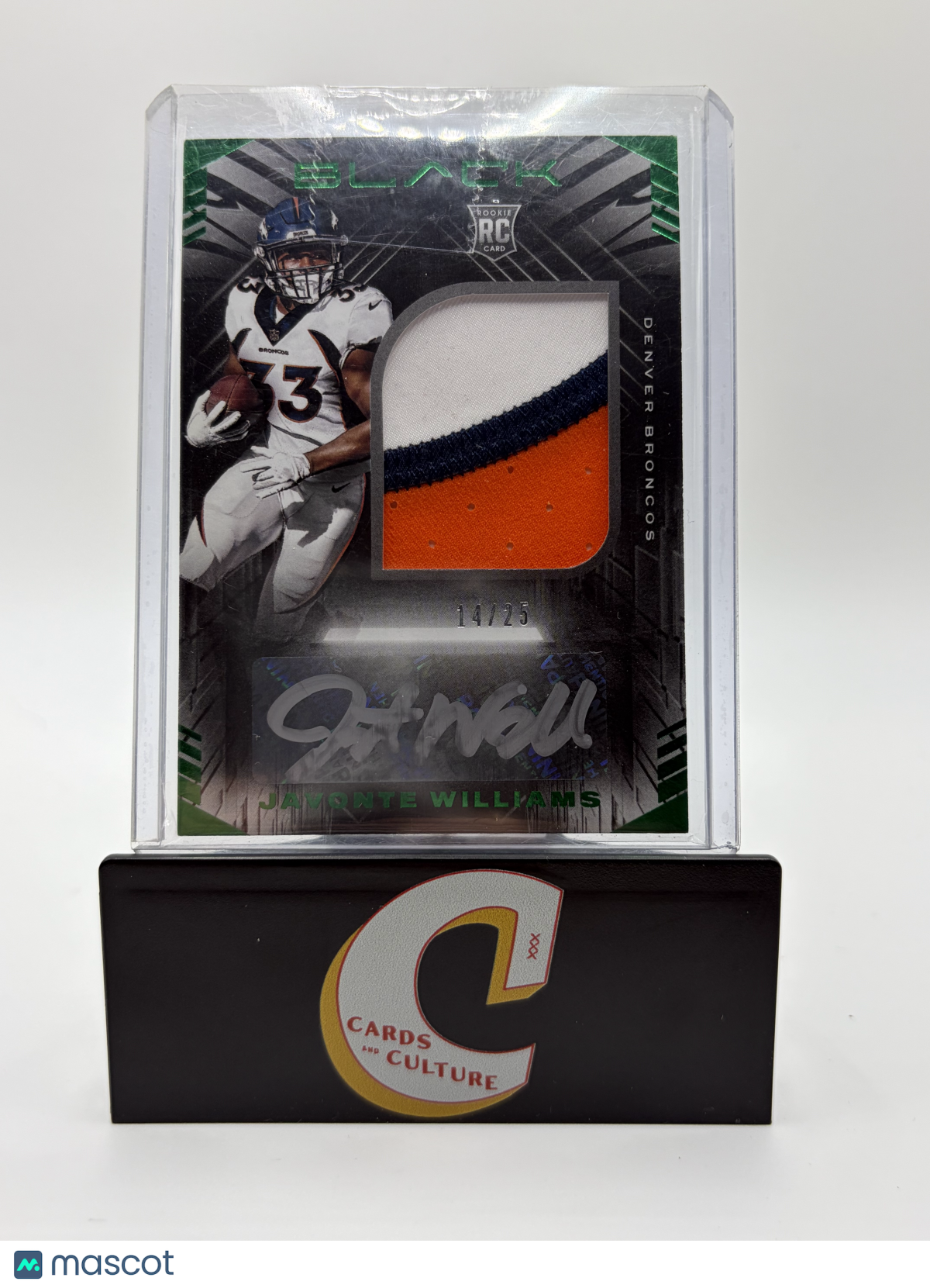 2021 Panini Black Football Javonte Williams Green RPA /25