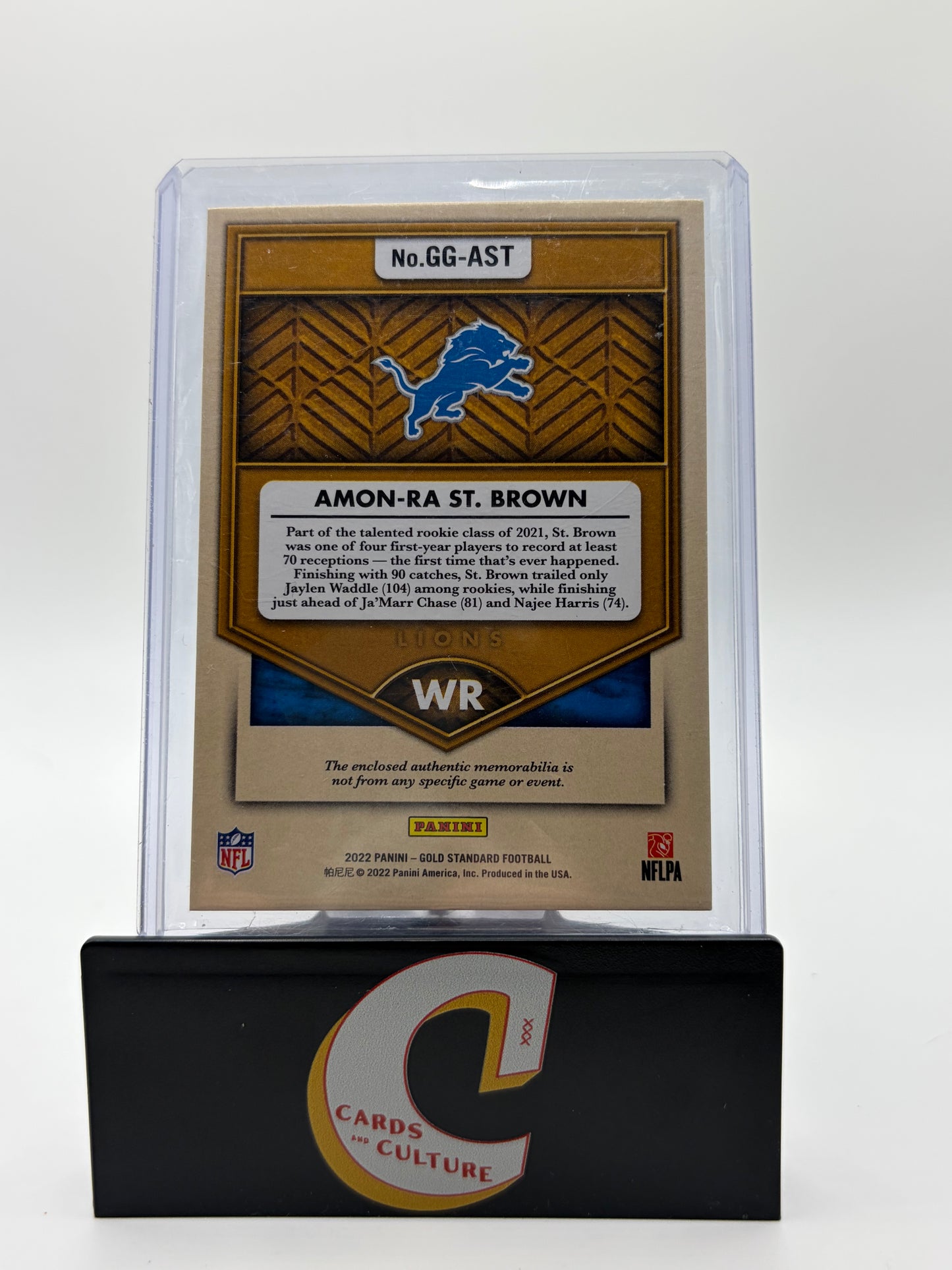 2022 Panini Gold Standard Gold Gear Amon-Ra St. Brown Jersey Patch /25