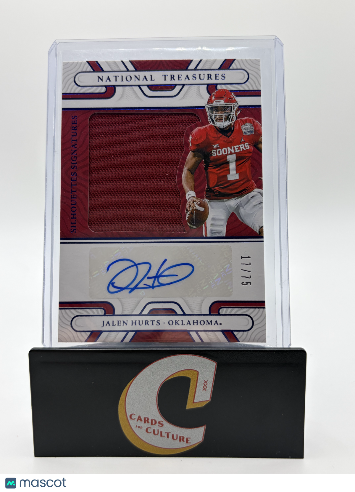 2022 Panini National Treasures Collegiate Jalen Hurts Patch Auto /75
