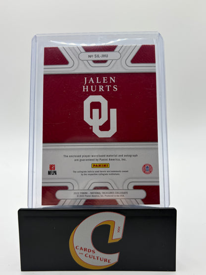 2022 Panini National Treasures Collegiate Jalen Hurts Patch Auto /75