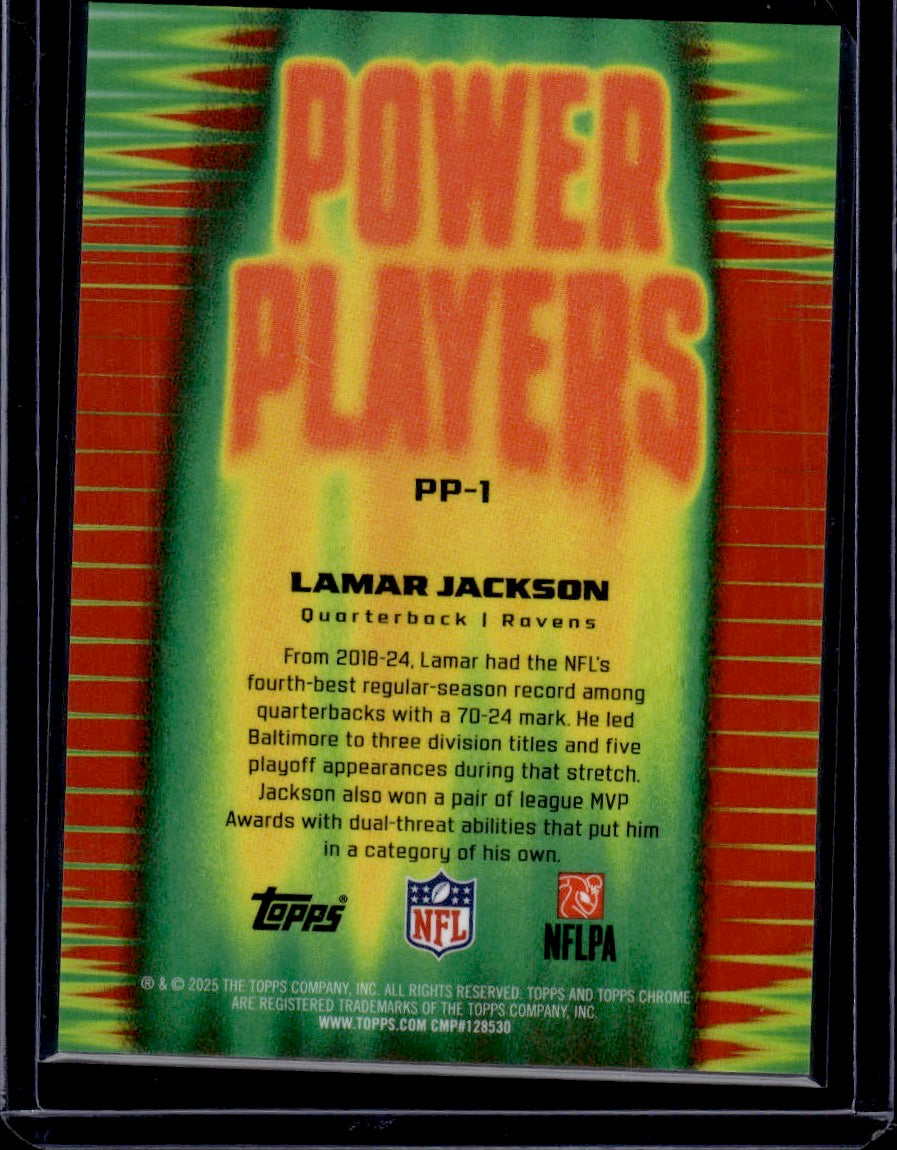 2025 Topps Chrome Power Players Lamar Jackson Gold /50