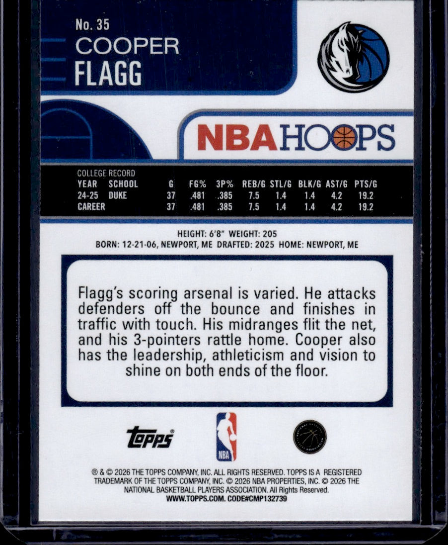 2026 Topps NBA Hoops Cooper Flagg Red RC 004/249