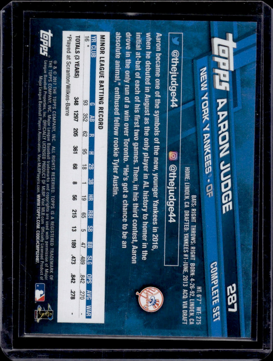2017 Topps Complete Set Aaron Judge Running RC