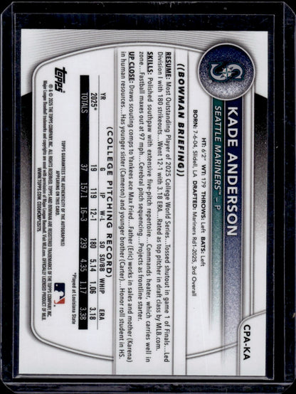 2025 Topps Bowman Chrome Kade Anderson