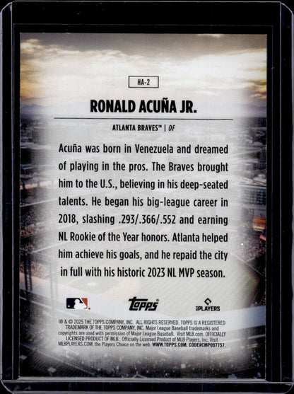 2025 Topps Home Field Advantage Ronald Acuña Jr.