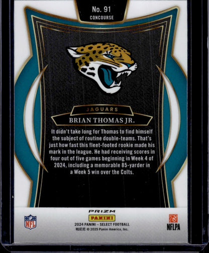 2025 Panini Select Prizm Concourse Brian Thomas Jr. Zebra RC