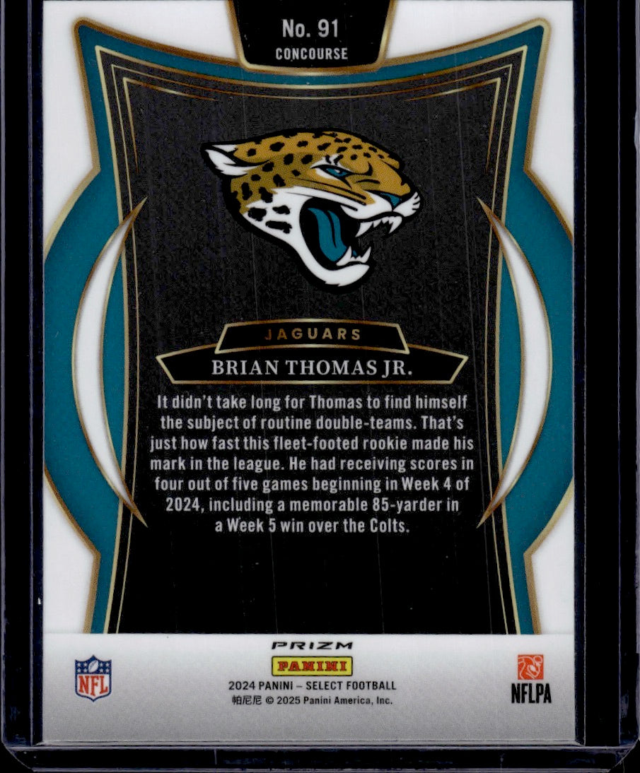 2025 Panini Select Prizm Concourse Brian Thomas Jr. Zebra RC