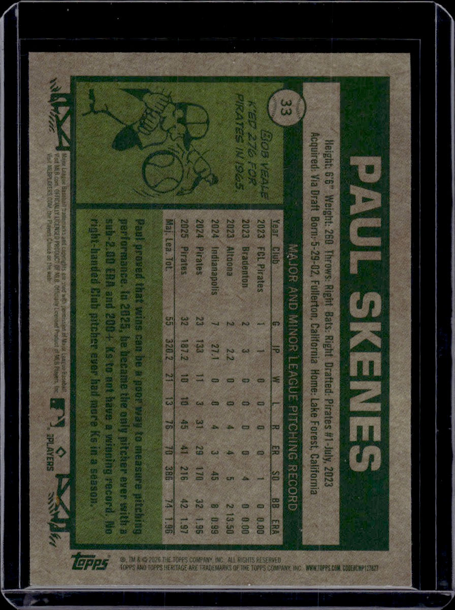 2026 Topps Heritage Paul Skenes Blue Border