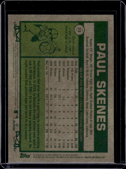 2026 Topps Heritage Paul Skenes Blue Border