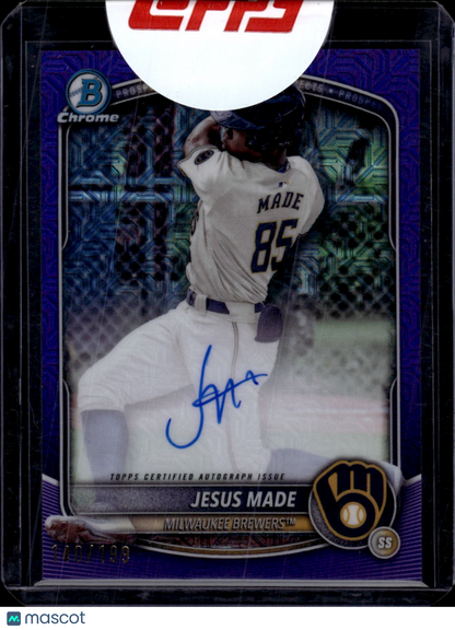2025 Bowman Chrome Topps Jesus Made Purple Mojo Refractor Auto /199 SEALED