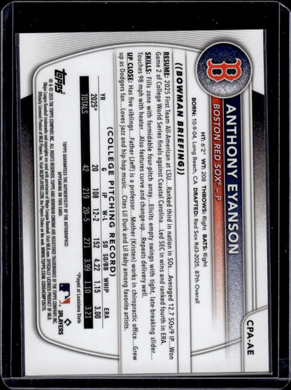 2025 Bowman Chrome Anthony Eyanson 1st Auto Blue Refractor/150