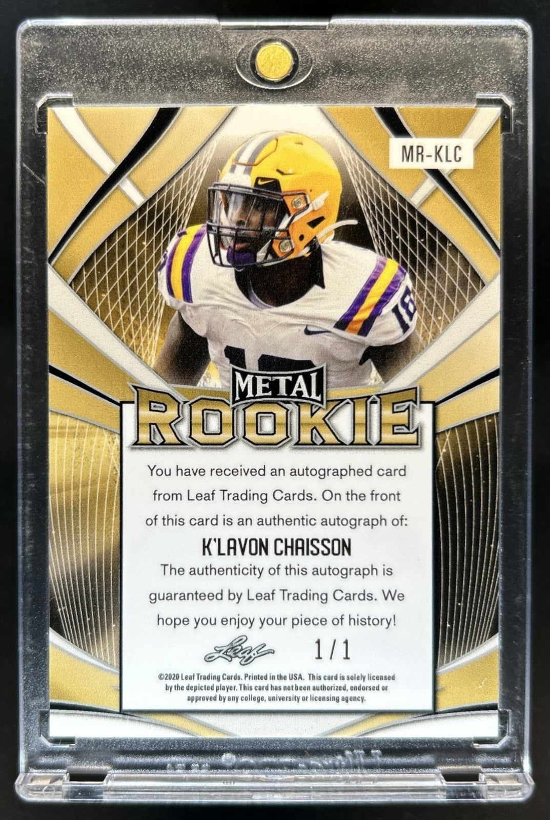 2020 Leaf Metal K'Lavon Chaisson Gold Crystal Rookie RC Auto Autograph #1/1