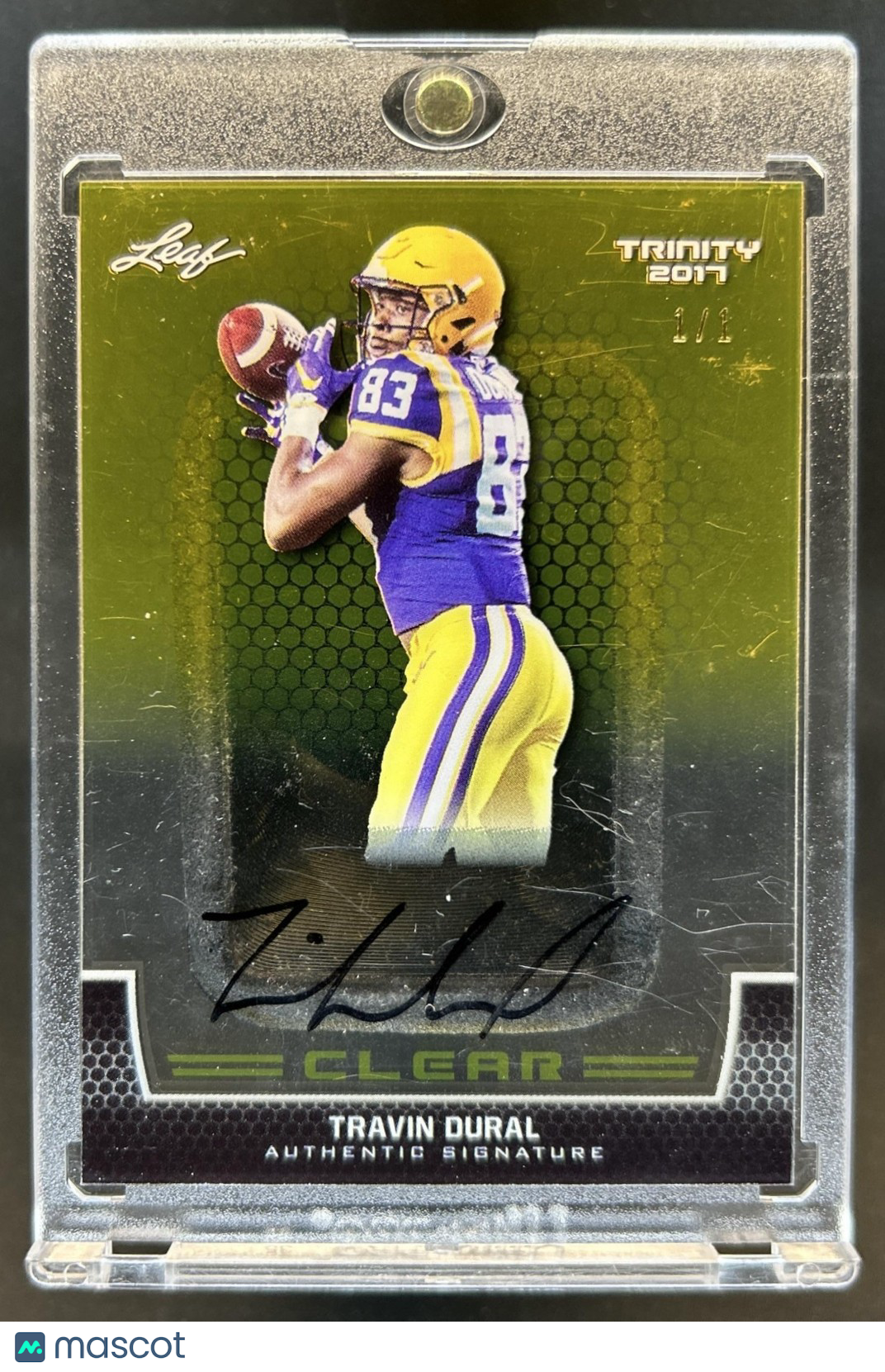 2017 Leaf Trinity Travin Dural Clear Auto Autograph Gold Rookie RC #1/1 Tigers