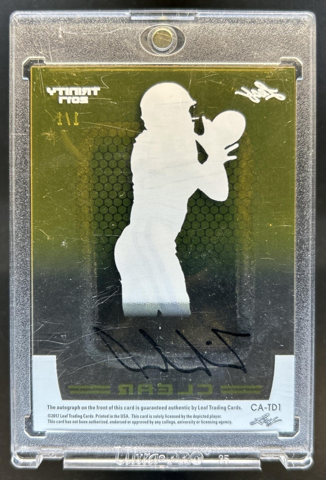 2017 Leaf Trinity Travin Dural Clear Auto Autograph Gold Rookie RC #1/1 Tigers