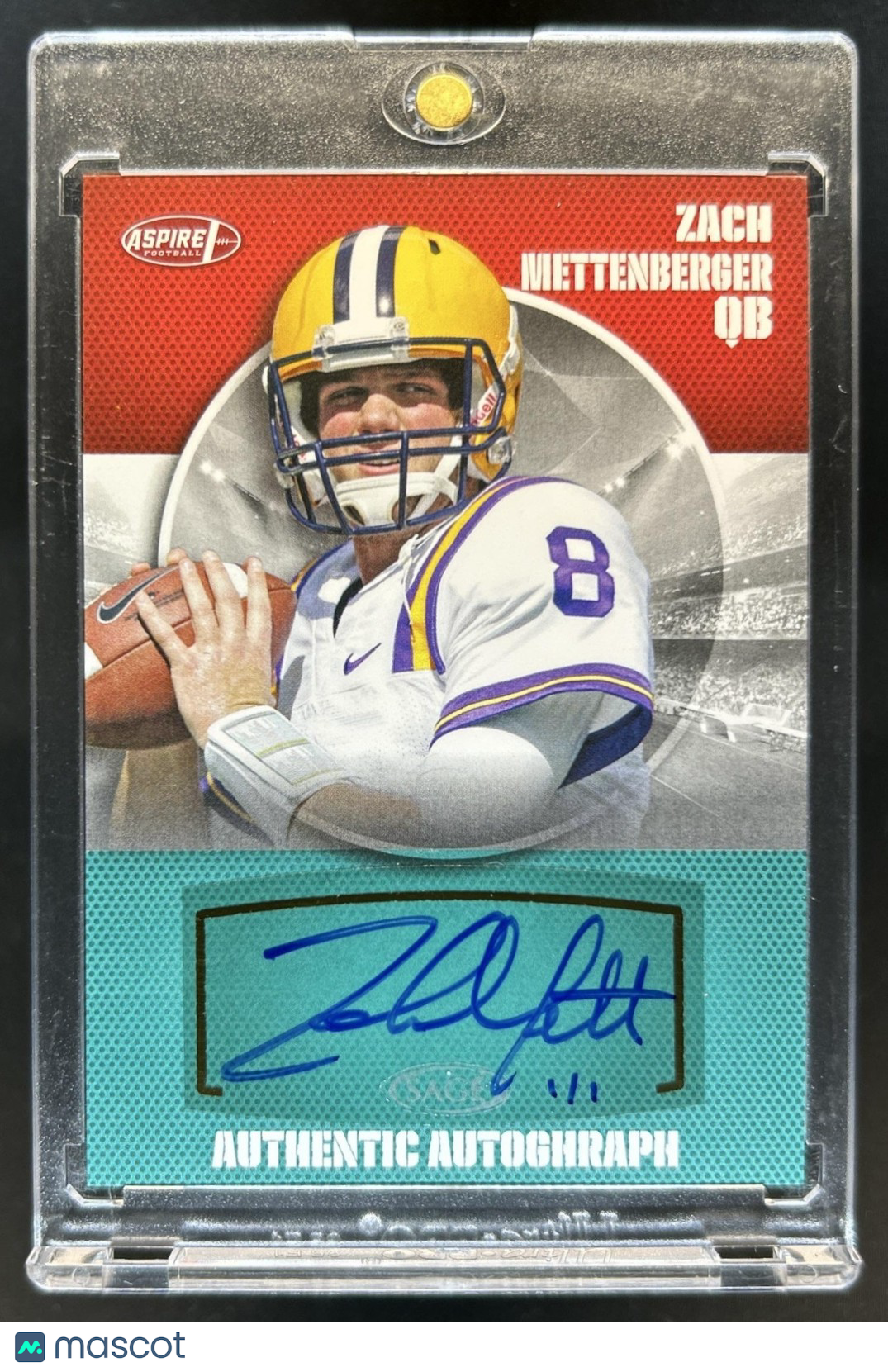 2014 SAGE Auto Zach Mettenberger Aspire Master Edition Rookie RC #1/1 Tigers