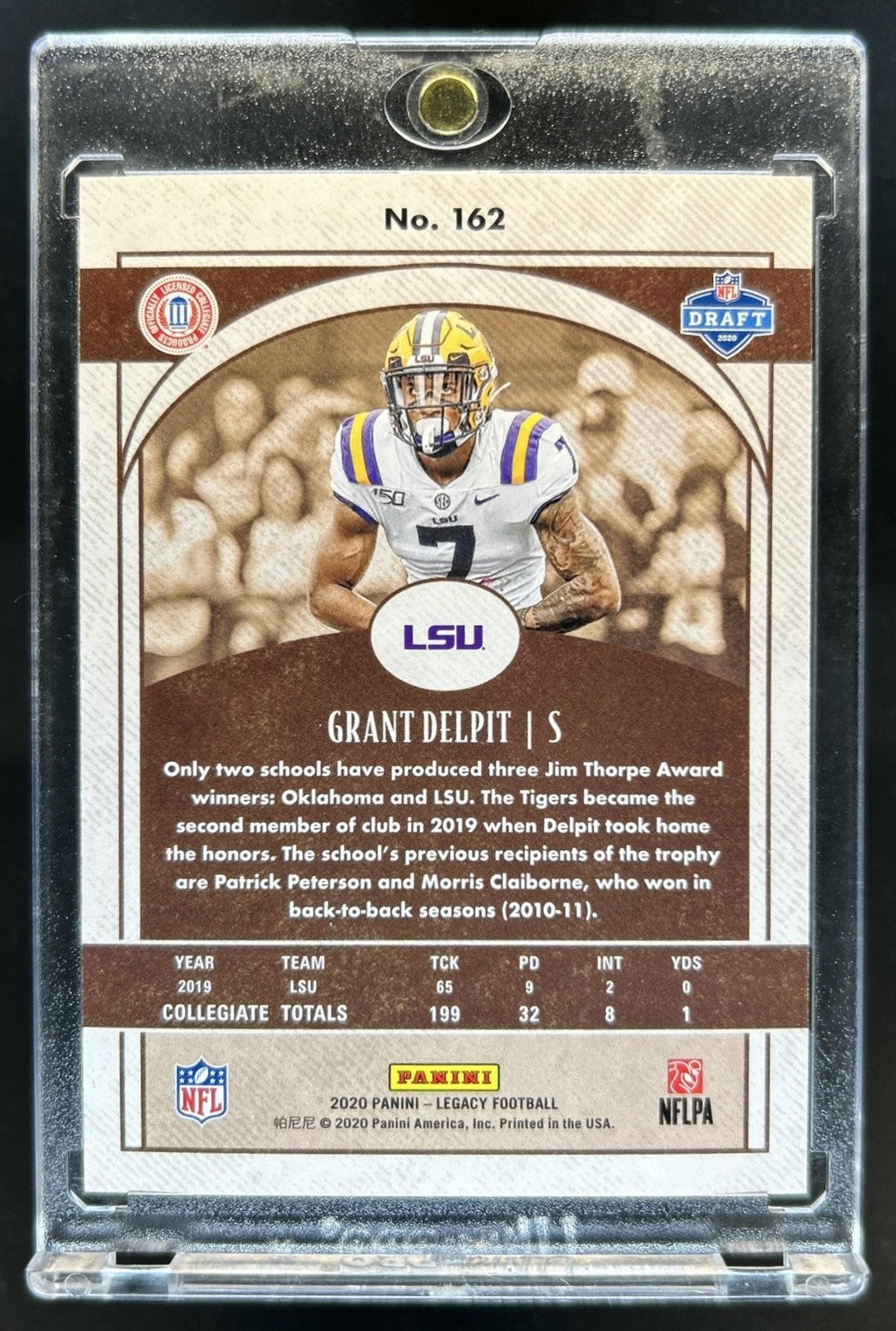 2020 Panini Legacy Grant Delpit RC Black Rookie #1/1 Tigers