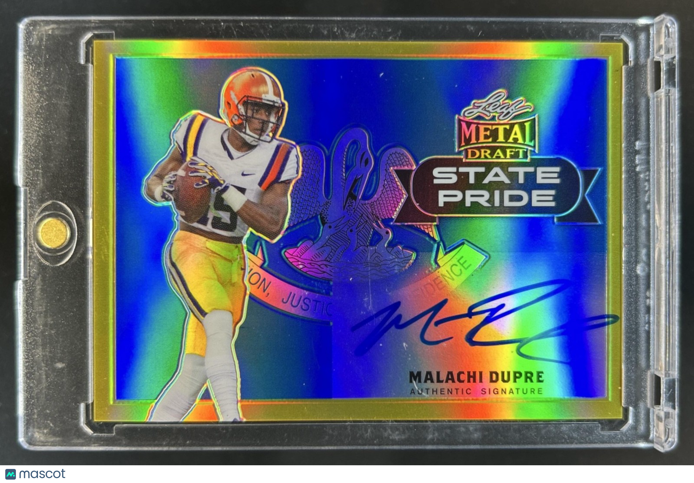 2017 Leaf Metal Draft Malachi Dupre State Pride Auto Gold Rookie RC #1/1 Tigers