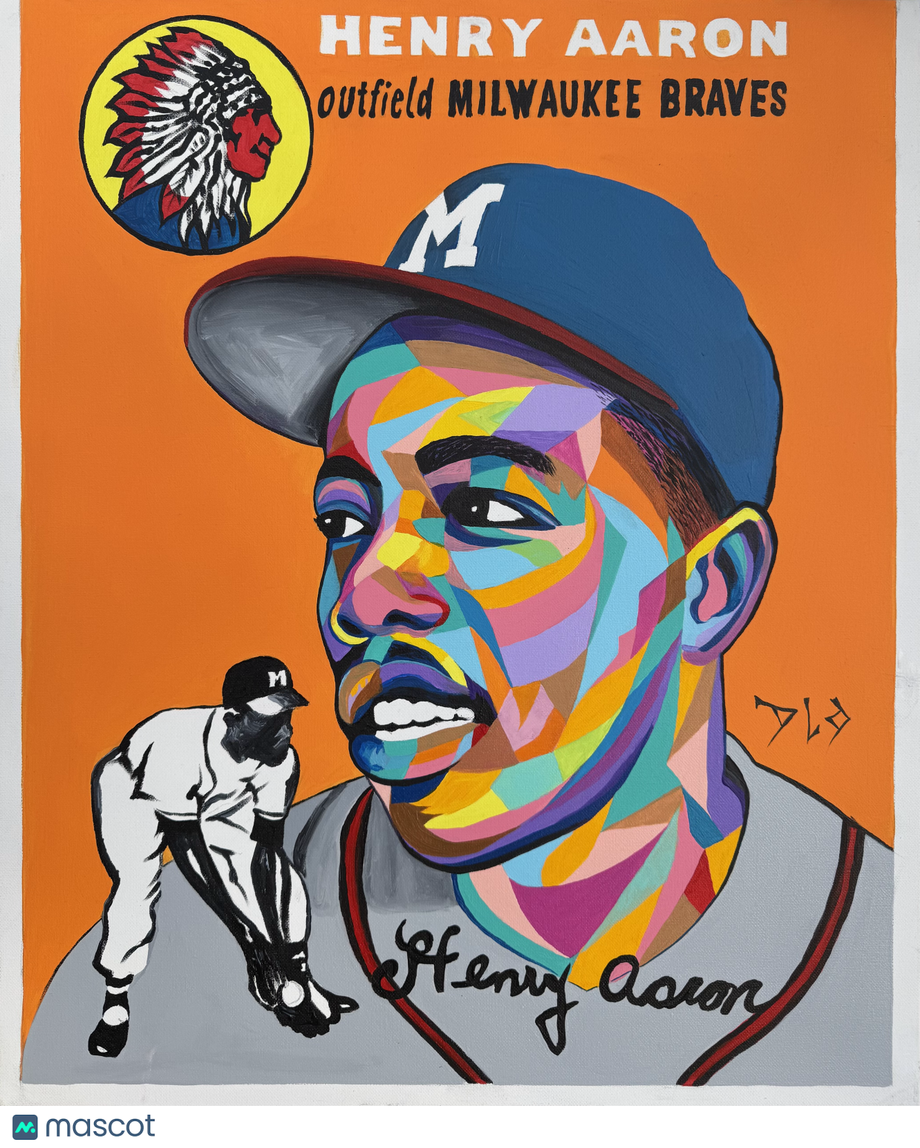 DLo Hank Aaron Original Painting 20x24