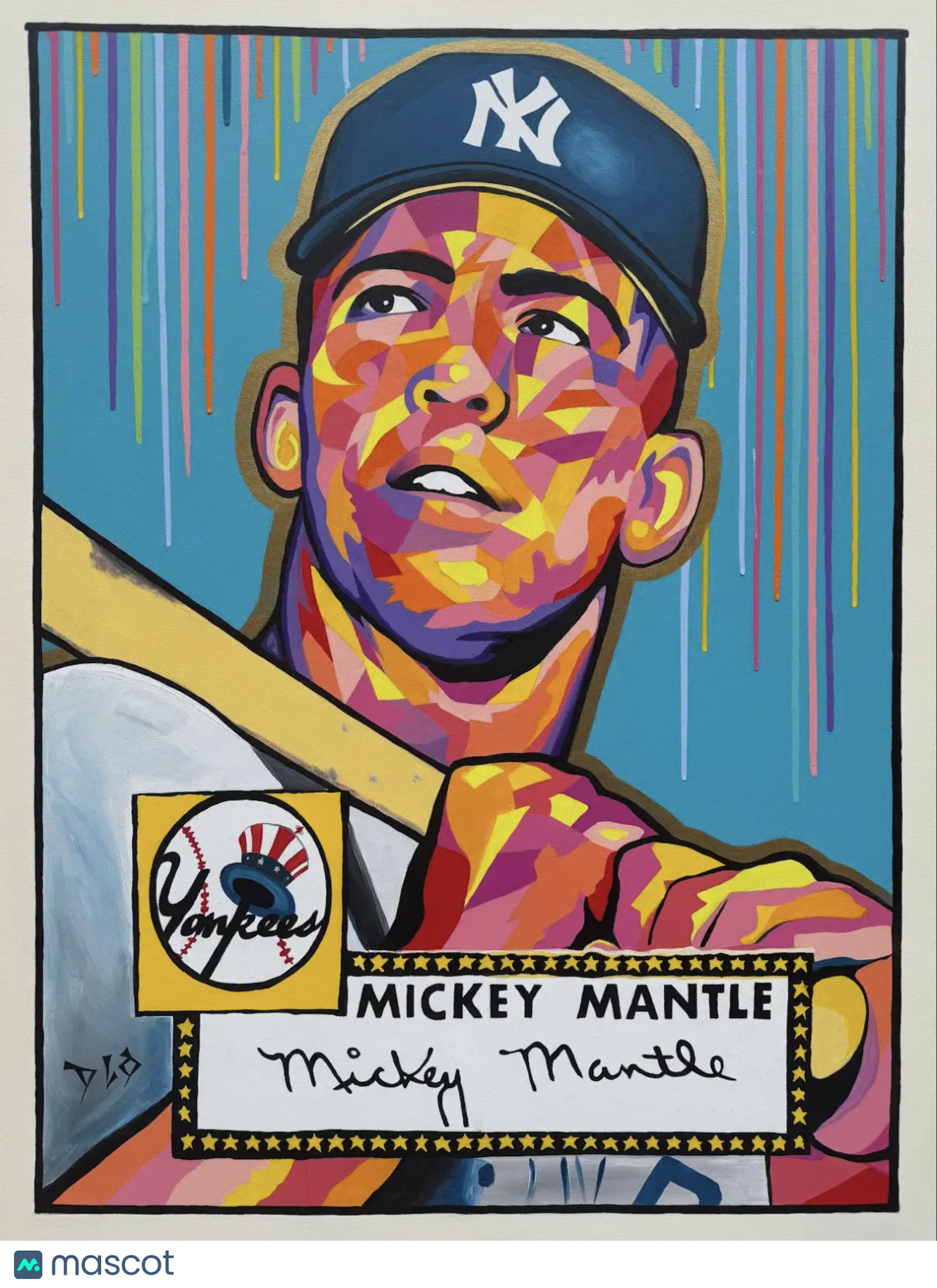 DLo Mickey Mantle Original Painting 30x40