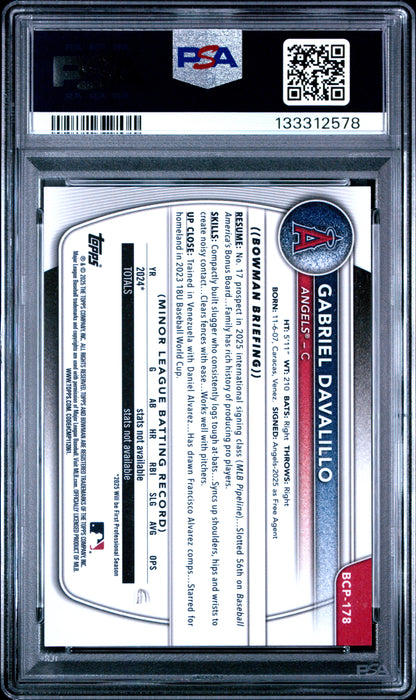 2025 Bowman Chrome Prospects Gabriel Davalillo Orange Geometric 21/25 PSA 9