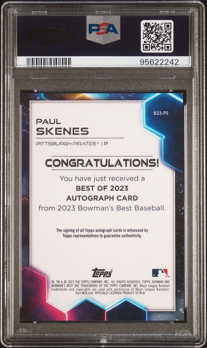 2023 Bowman's Best Best Of 2023 Autographs Paul Skenes Green Ref 93/99 PSA 9