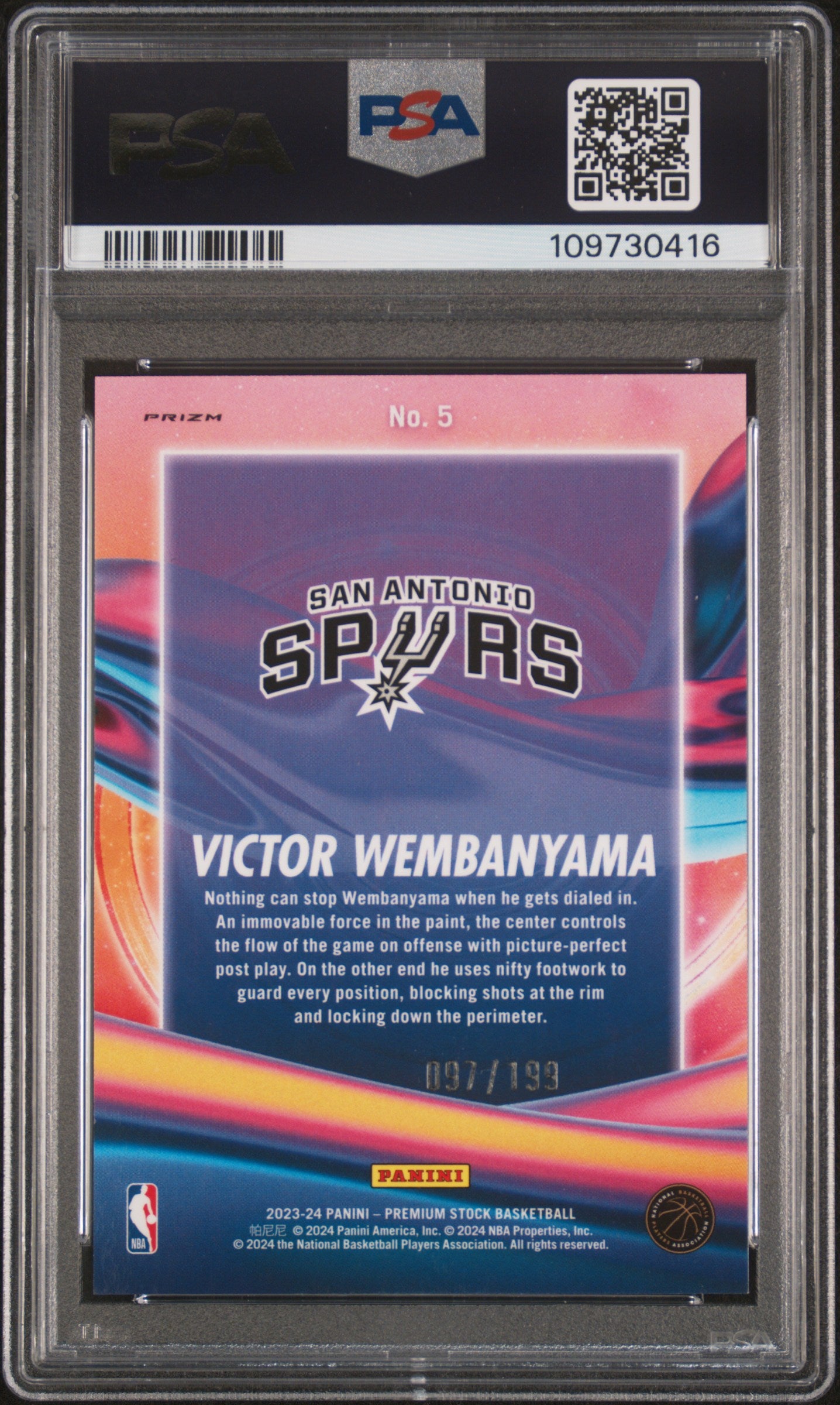 2023 Hoops Premium Stock Anti Gravity Victor Wembanyama Red Seismic /199 PSA 9