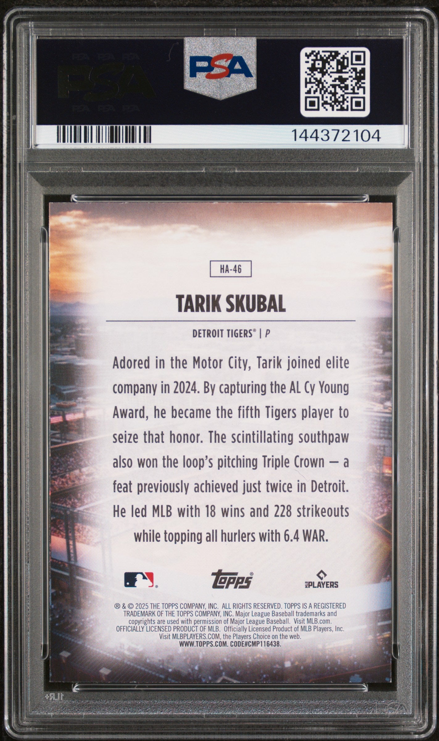 2025 Topps Update Home Field Advantage Tarik Skubal PSA 9