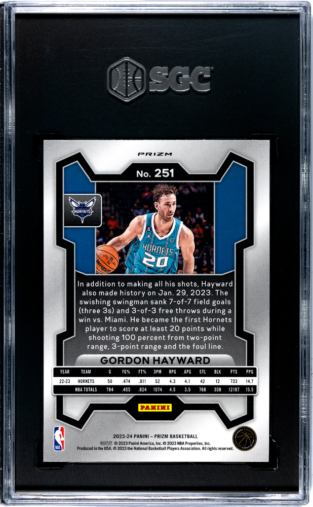 2023 Panini Prizm Gordon Hayward Red Sparkle SGC 10