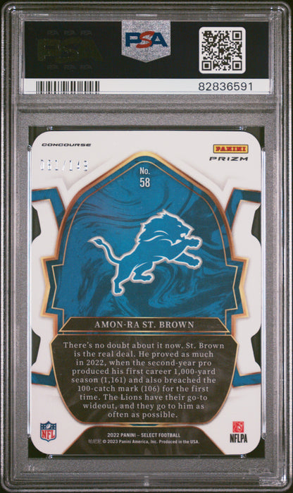 2022 Panini Select Amon-Ra ST. Brown #58 Die Cut Copper Prizm PSA 9