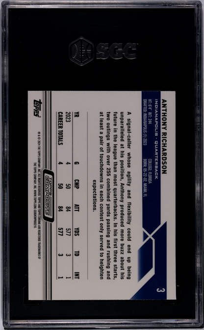 2023 Topps Composite Anthony Richardson Chrome SGC 9.5