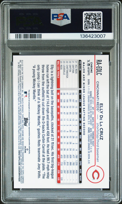 2024 Topps Chrome Elly De La Cruz Gold Wave Rookie Auto 1/50 PSA 9