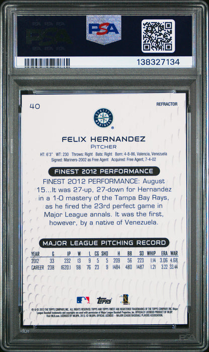 2013 Finest Felix Hernandez Gold Refractor 43/50 PSA 10