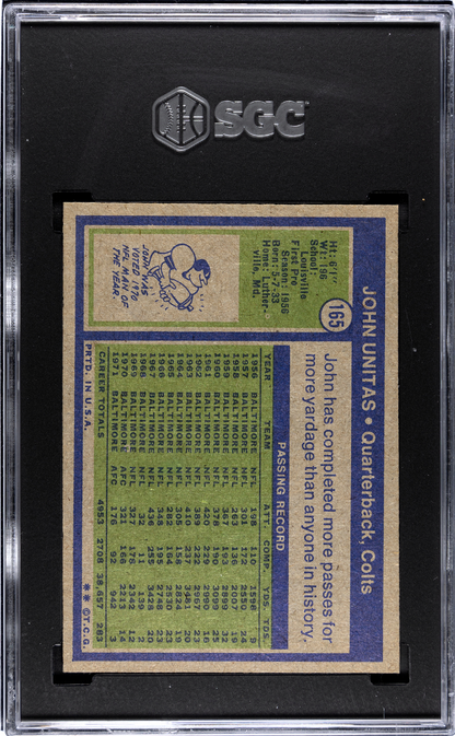 1972 Topps Johnny Unitas SGC 5