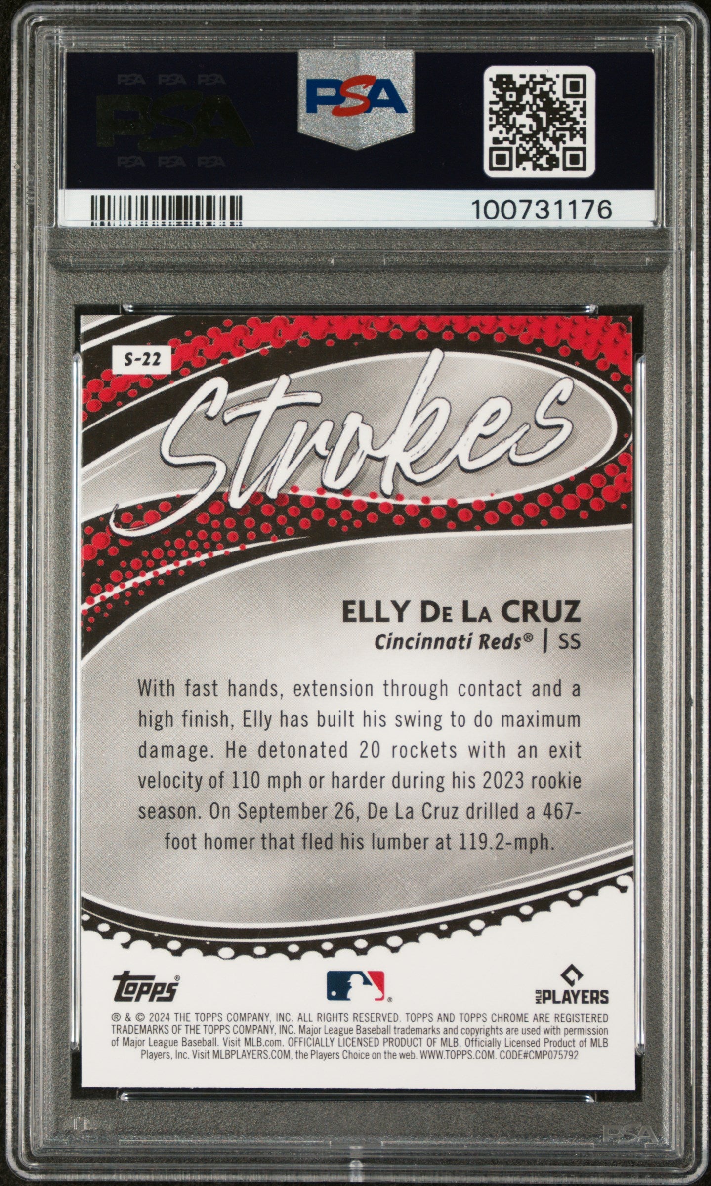 2024 Topps Chrome Strokes Elly De La Cruz PSA 10