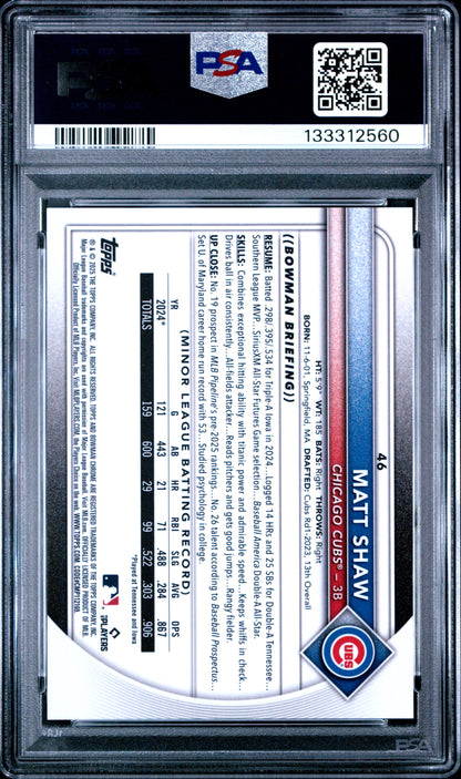 2025 Bowman Chrome Matt Shaw Image Variation PSA 9
