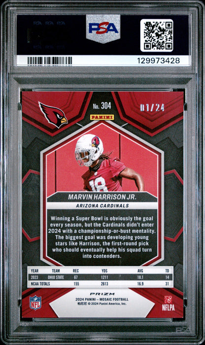 2024 Panini Mosaic Marvin Harrison JR. Gold Sparkle PSA 9