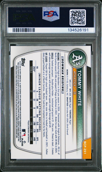 2025 Bowman Chrome Prospects Tommy White Gold Shimmer 29/50 PSA 9