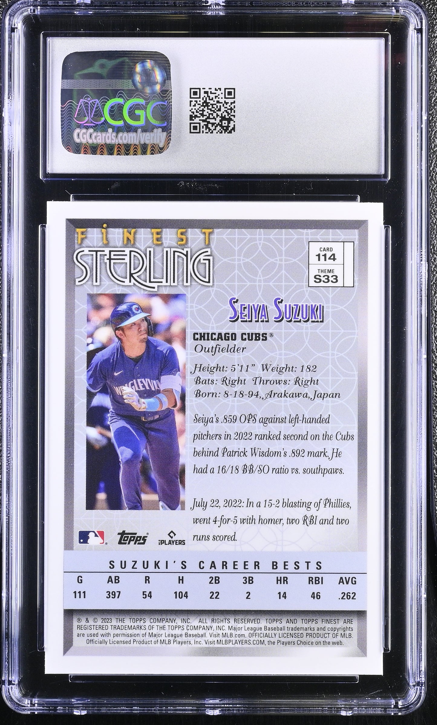 2023 Topps Finest Flashbacks Seiya Suzuki CGC 10